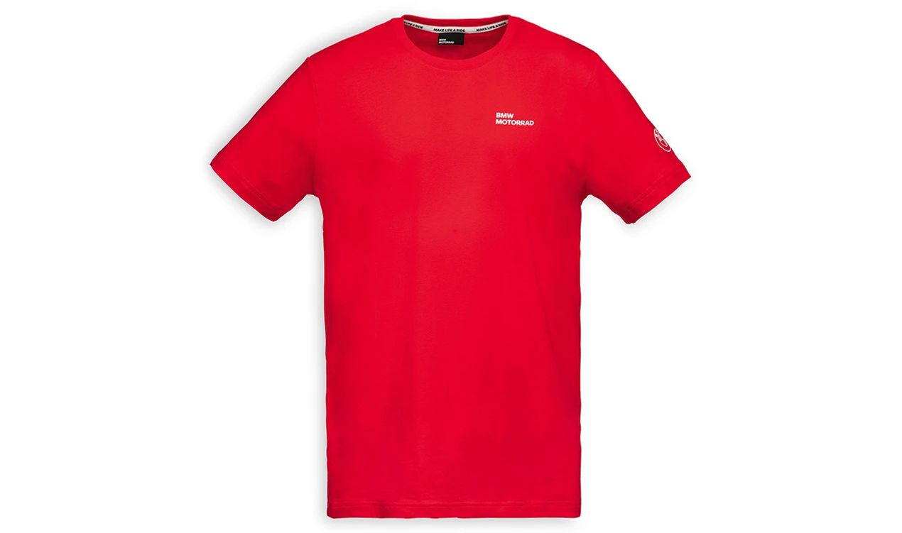 T-shirt rouge "Make Life a Ride" taille XL pour homme OEM 76615A81257. Valable pour BMW. BMW Motorrad d'origine.