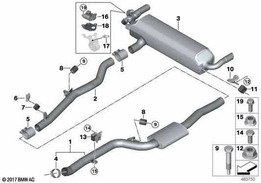 Intermediate pipe for BMW G32, G32N, G11, G11N (OEM 18308637731). Original BMW