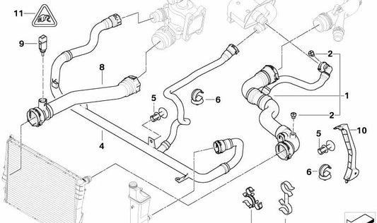 Suporte do tubo OEM 17127516025 para BMW E46. Peça original da BMW.