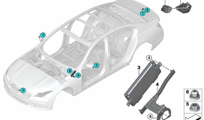 Suporte da câmara para BMW G30, G31, G38, G32, G11, G12 (OEM 51137357106). BMW original