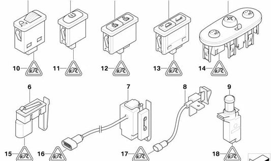 Interruttore lunotto posteriore OEM 61316974301 per MINI Cabrio R52, Cooper R50, Cooper S R53... e altro ancora. MINI originale.