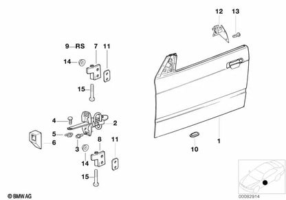Freno de puerta delantero para BMW Serie 3 E36 (OEM 51218161782). Original BMW