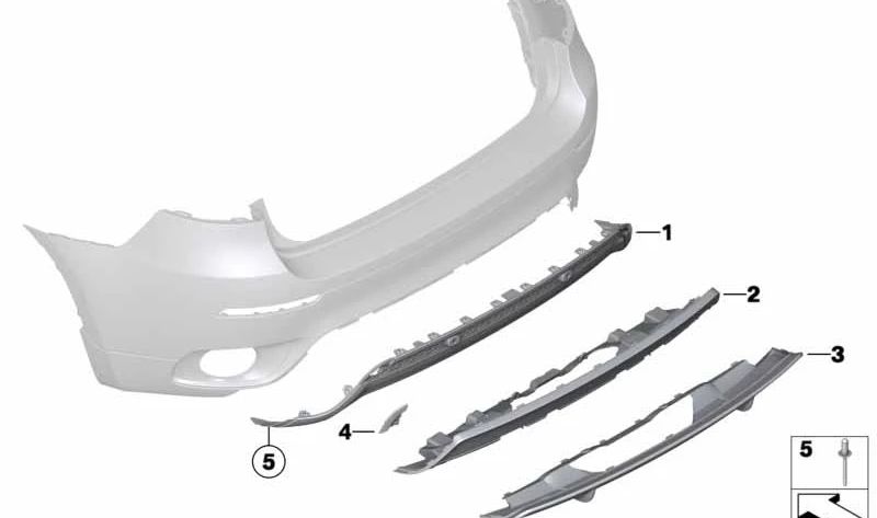 Tapa gancho remolque trasero derecho OEM 51122159364 para BMW E71, E72. Original BMW.