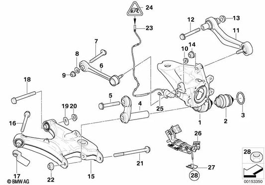 Rear left wheel carrier for BMW X5 E53 (OEM 33321095239). Original BMW