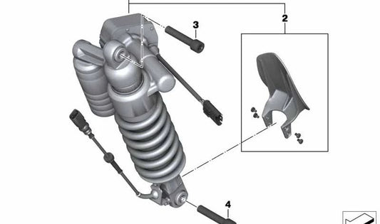 ESO OEM Shock Shock Shock Aberder 33548563287 per motociclette BMW R1200GS, R1250GS, Avventura R1200GS, avventura R1250GS. BMW MOTORAD originale.