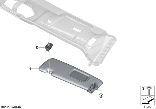 Right sun visor for BMW G23 (OEM 51447936984). Original BMW.
