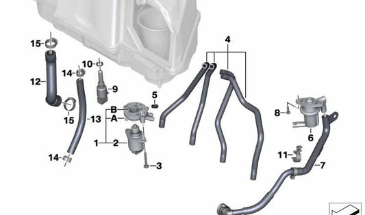 Manguera ventilación cárter del cigüeñal OEM 13717676459 para BMW Motorrad K1200 S, K1300 S, K1200 R, K1300 R, K1300 GT... y más. Original BMW Motorrad.