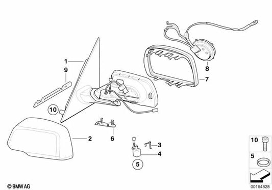 Specchio esterno riscaldato a destra per BMW E83, E83N (OEM 51163448166). BMW originale