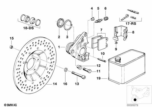 Bremssitz-Reparatursatz OEM 34111454807 für BMW R45, R65, R65LS Motorräder. Original BMW Motorrad.