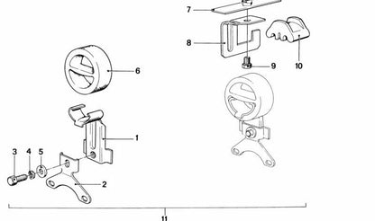Soporte de suspensión del tubo de escape OEM 18211246567 para BMW Serie 3 E21, modelos 315 y 316. Original BMW.