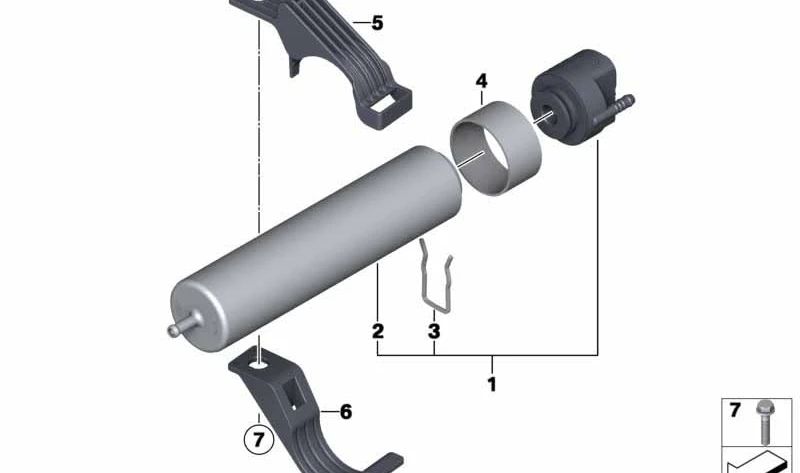 Soporte para filtro de combustible OEM 13328591936 para BMW F25 (X3), F26 (X4). Original BMW.