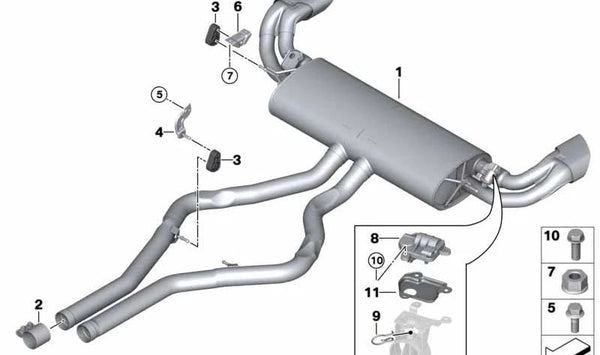 Silencioso trasero OEM 18307645677 para BMW F15. Original BMW.