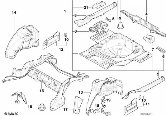 Barra cruzada direita para BMW 7 E38 Series (OEM 41118255243). BMW original