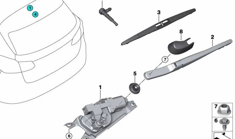 Motore del parabrezza posteriore parabrezza per BMW F46, F48, F49, F39 (OEM 61627356220). BMW originale