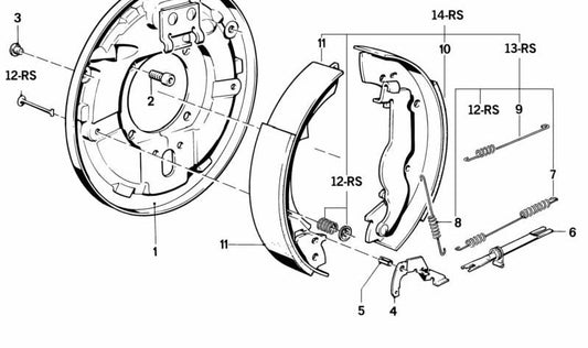 Soporte de freno trasero izquierdo OEM 34211153871 para BMW E30. Recambio original BMW.