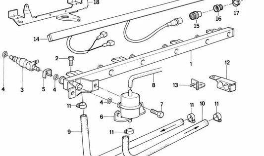 Soporte de sujeción para manguera de combustible OEM 13311726942 para BMW E30 y E34. Pieza original BMW. Ideal para sistema de inyección.