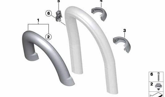 Moldura arco antivuelco interior izquierdo OEM 51432759293 para MINI Roadster R59. Original MINI.