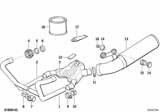 Right tension clamp for BMW F07, F10, F11, F06, F12, F13, F01N, F02N (OEM 18211457664). Original BMW.