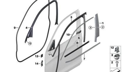 Cubierta exterior de puerta delantera izquierda para BMW X3 F25 (OEM 51337247795). Original BMW.
