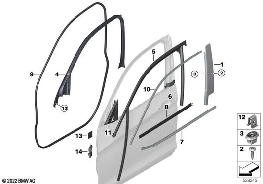 Guarnição da coluna B da porta dianteira direita para BMW F26 (OEM 51337454156). BMW originais.