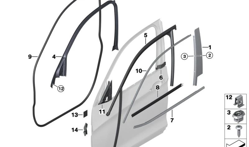 Front Right Door B-Pillar Trim for BMW F26 (OEM 51337335620). Original BMW