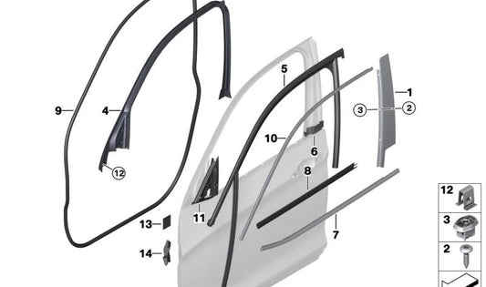 Front Right Door B-Pillar Trim for BMW F26 (OEM 51337335620). Original BMW