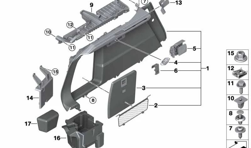 Left trunk compartment for BMW X6 F96, G06 (OEM 51475A26FB7). Original BMW