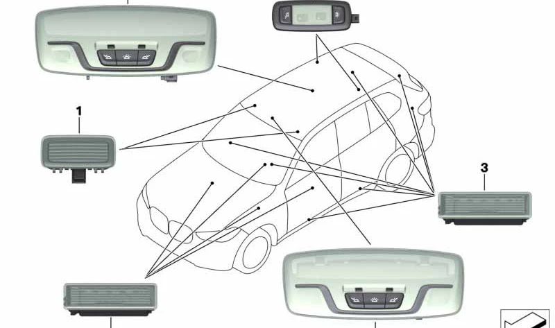 Panoramic roof interior light left for BMW X5 F95, G05, X7 G07 (OEM 63317911115). Original BMW