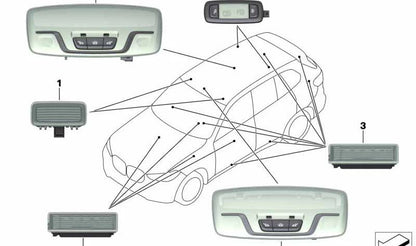 Panoramic roof interior light left for BMW X5 F95, G05, X7 G07 (OEM 63317911115). Original BMW