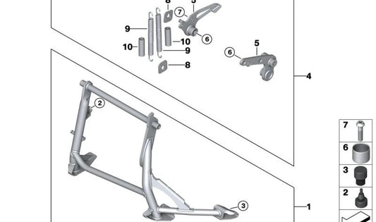 Juego de piezas adicionales para caballete basculante OEM 77251540027 para BMW F750GS, F850GS, F900GS... y más. Original BMW Motorrad.
