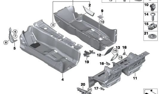 Rivestimento del pavimento anteriore destro per BMW I12, I15 (OEM 51477351108). BMW originale