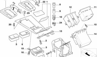 Apoyabrazos central trasero OEM 51168150395 para BMW E38. Original BMW.