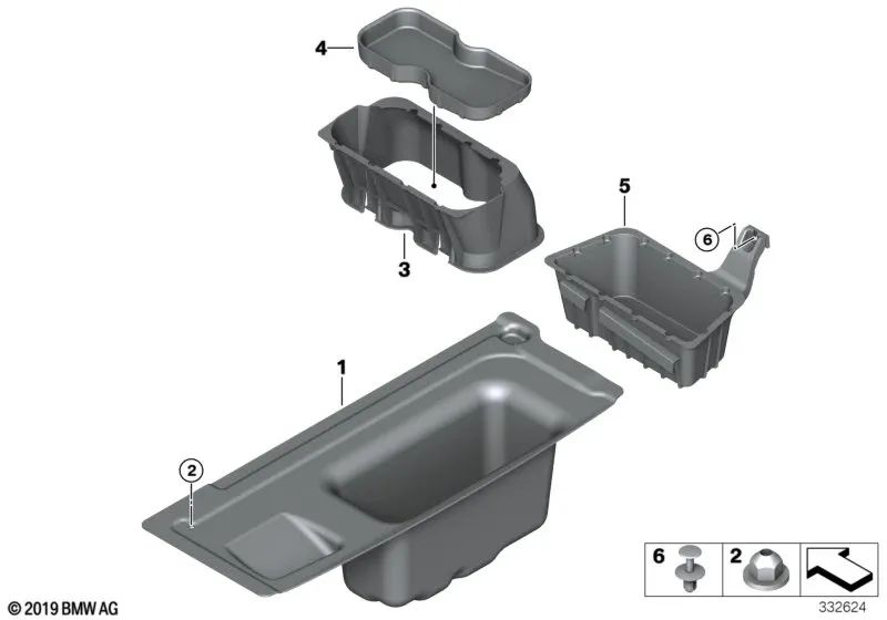 Plateau de stockage pour tronc pour la série BMW 5 F10, F11, F18N (OEM 51477261616). BMW d'origine