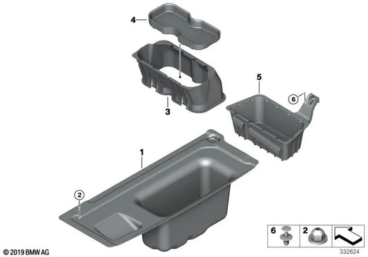 Plateau de stockage pour tronc pour la série BMW 5 F10, F11, F18N (OEM 51477261616). BMW d'origine