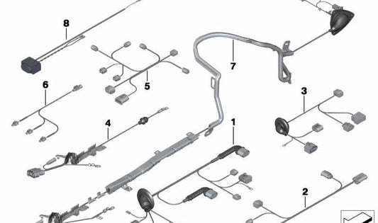Cableado dirección activa OEM 61129248028 para BMW F10 y F13 (modelos 523i, 530d, 530i, 640i). Arnés eléctrico original para sistema de dirección electrónica activa. Original BMW.