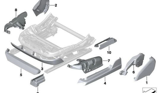 Embellecedor guía asiento delantero izquierdo OEM 52105A41AF7 para BMW Serie 7 G70 (735i, 740d, 740i) todos los modelos compatibles. Original BMW.