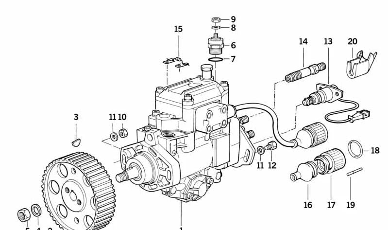Válvula Magnética de Ajuste de Pulverización para BMW E30, E34 (OEM 13512243294). Original BMW