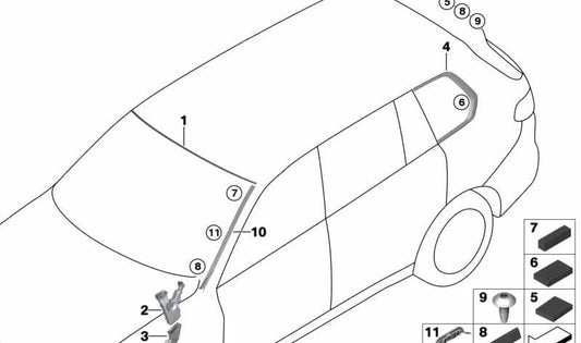 Painted left wasasserfangleiste for BMW G07 (OEM 51317434873). Genuine BMW