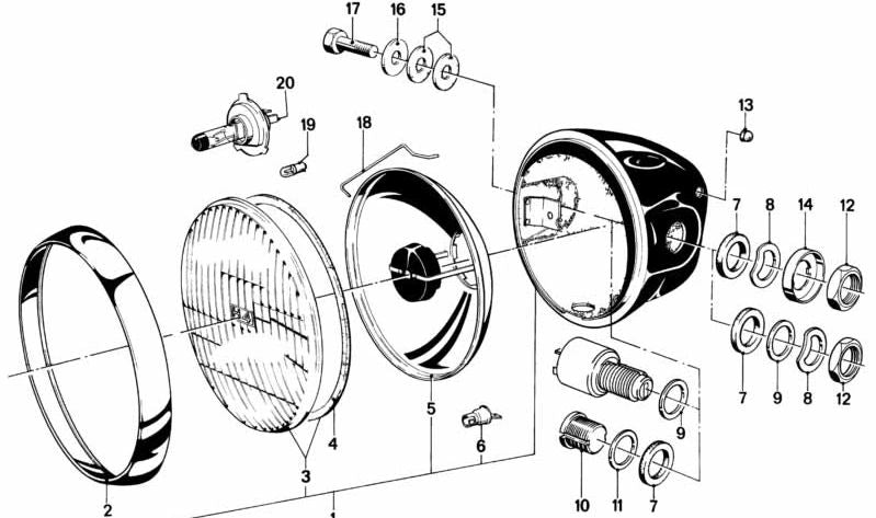 Faro negro para varios modelos/series de BMW (OEM 63121243483). Original BMW