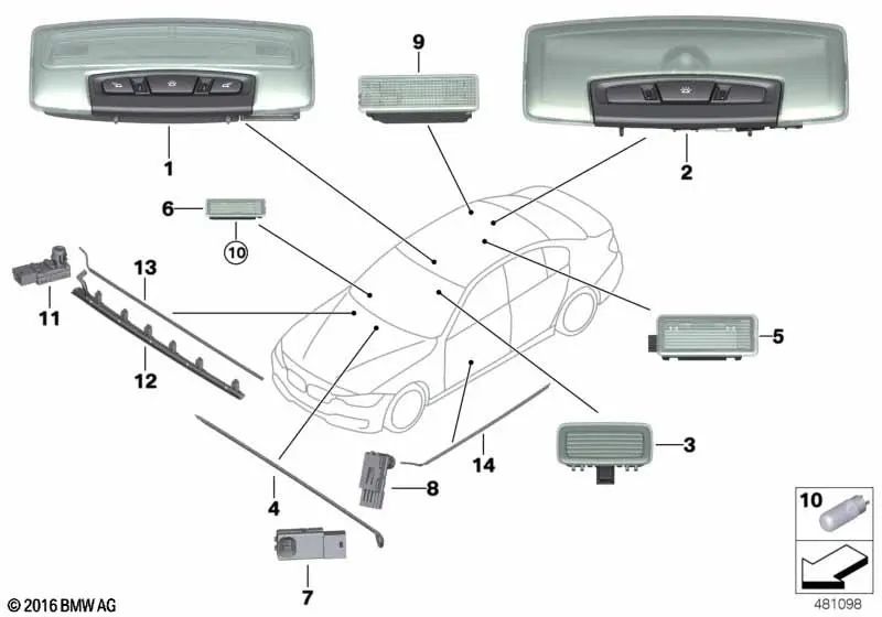 Front upper left door indicator light for BMW F52 (OEM 63319370363). Original BMW