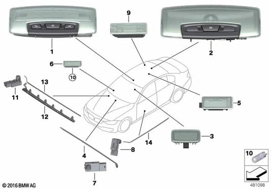 Front upper left door indicator light for BMW F52 (OEM 63319370363). Original BMW