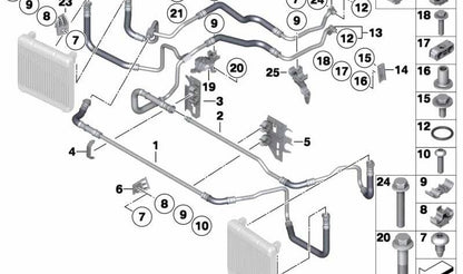 Tubería de retorno del enfriador de aceite OEM 17227589508 para BMW F01, F02. Original BMW.