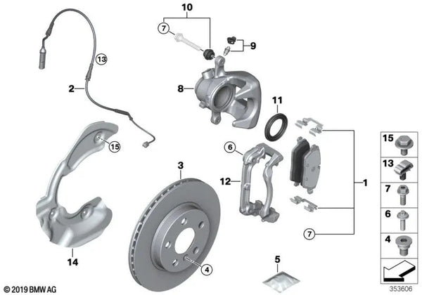Juego de reparación casquillo de guía OEM 34106867315 para BMW i3 (I01), i3 LCI (I01) y más. Original BMW.