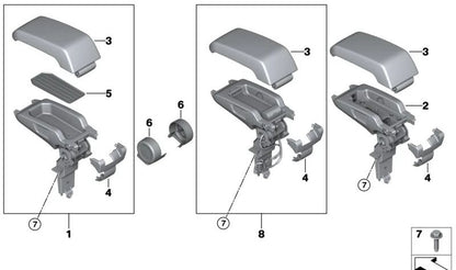 Tapa apoyabrazos central OEM 51169330947 para BMW i3 (I01). Original BMW.