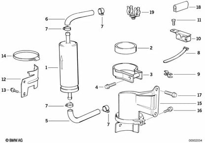 Soporte del filtro de combustible para BMW Serie 3 E36 (OEM 13321735000). Original BMW.