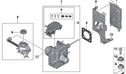 Brake Pad Wear Sensor Bracket OEM 34509500195 for BMW i20 (1 Series F20, F21). Original BMW.