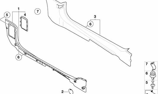 Revestimiento lateral inferior delantero izquierdo OEM 51437139079 para MINI R50, R53. Original MINI.