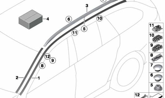 Clip medio per BMW 5 F11 Series, F11N (OEM 51137238629). BMW originale
