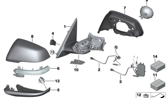Stampa sul coperchio esterno OEM destro 51162451031 per la BMW 1 F52 Serie (118i, 120i, 125i). Sostituzione BMW originale.