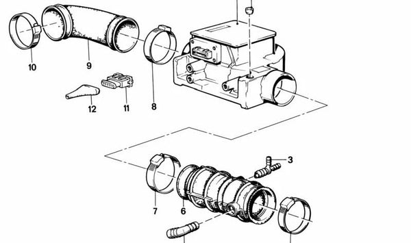 Medidor de masa de aire OEM 13621276113 para BMW E24, E23. Original BMW.